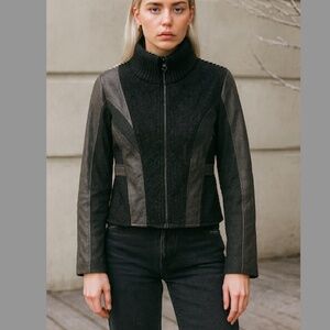 Nü Denmark Mix Media Snap front jacket coat NWT Medium